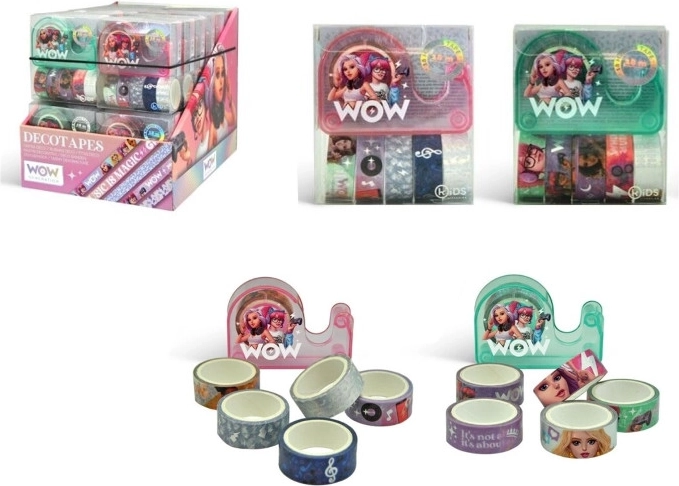 Decorative Washi Tapes WOW with Desktop Dispenser, Set of 6