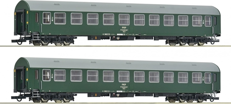 Roco set of 2 PKP passenger coaches H0 Bwxzd Y/B 70