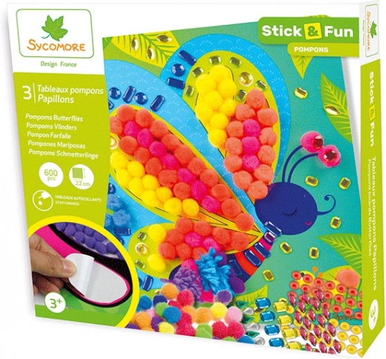 Stick & Fun декориране с помпони Пеперуди