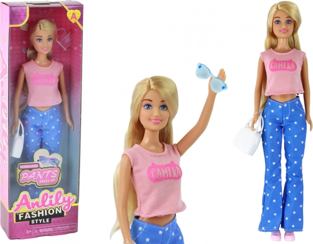 Anlily Doll with Long Blonde Hair and Accessories – Pink