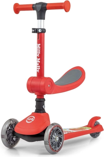 Milly Mally Fuzzy children's balance scooter, red, with seat
