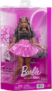 Barbie Deluxe Style модна кукла в черен топ и розова пола