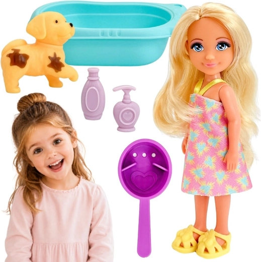 WOOPIE Royal doll with puppy, bathtub and care accessories