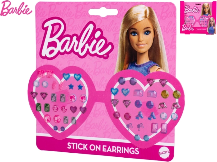 Самозалепващи се обеци BARBIE – комплект 28 чифта за деца