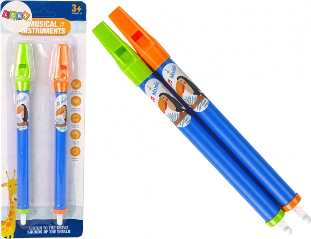 Children's Flutes with Animals – Blue Set, 2 Pieces
