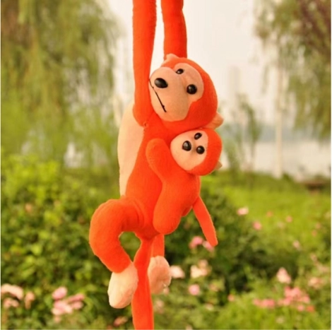 Plush Monkey with Baby Orange with Sound