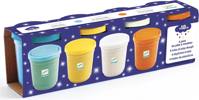 Djeco colorful metallic playdough with shimmer