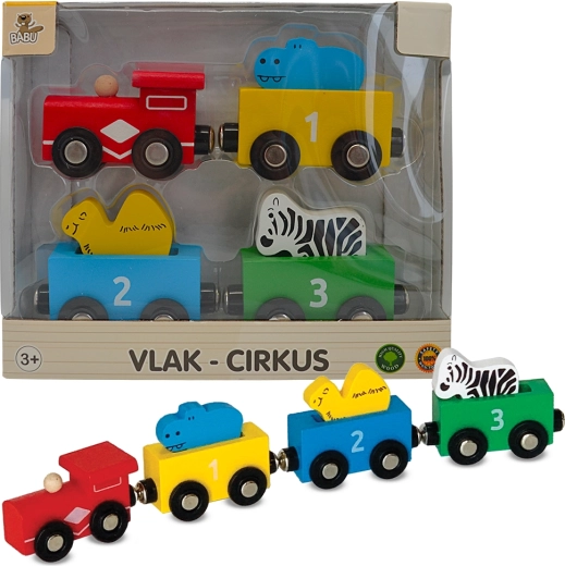 Babu wooden circus train with carriages