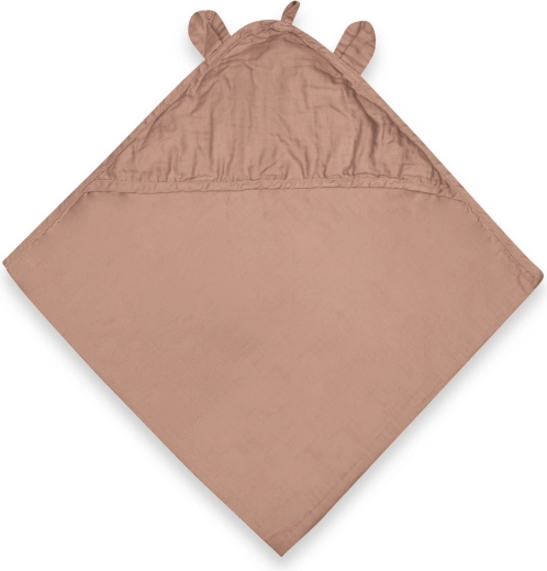 NuuRoo Danila muslin baby hooded towel Rose Dust