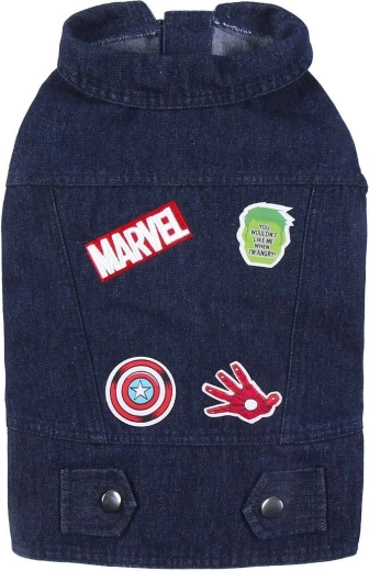 Marvel patches and denim look
