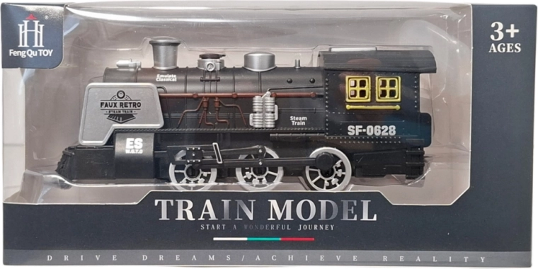 Battery-powered steam locomotive with light, sound and smoke effect