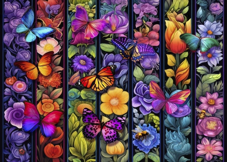 Bluebird Flowers and Butterflies Puzzle 500 Pieces