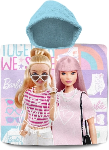Детско пончо за къпане с качулка BARBIE от памук
