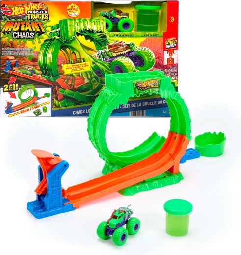 Hot Wheels Monster Trucks Mutant Chaos Challenge: Chaos Loop with Slime and Wreckin' Wolf vehicle