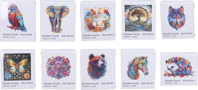 Creative wooden A4 puzzles with animal and mandala designs - 1 piece
