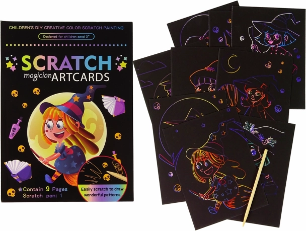 Scratch-off coloring book for kids – witch magic