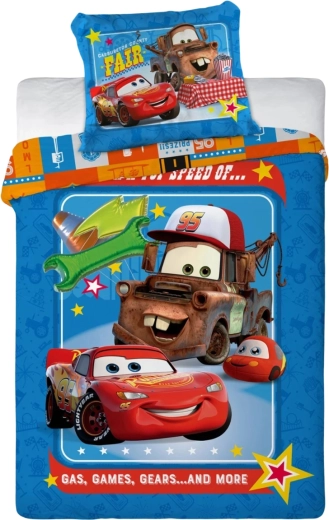 Cotton Crib Bedding Set Cars Lightning McQueen and Mater Blue