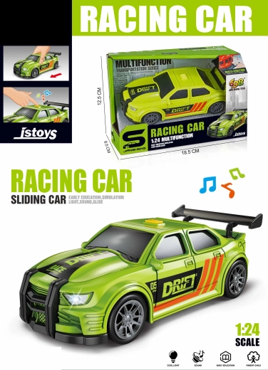 Green racing car with light and sound effects 16 cm