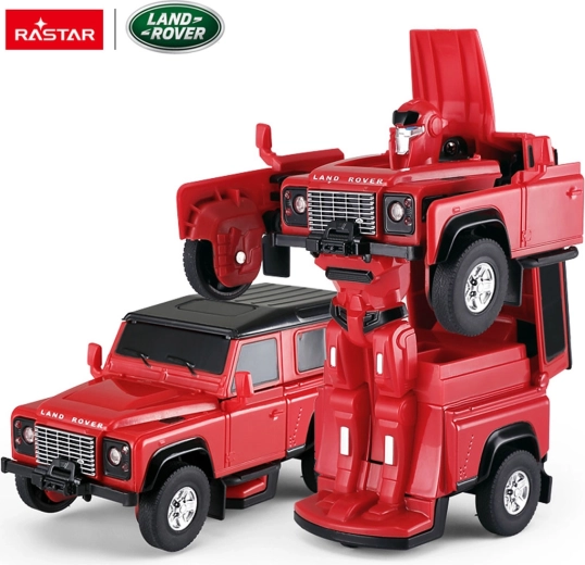 Метална кола и робот 2в1 Land Rover Defender RASTAR 1:32 червена