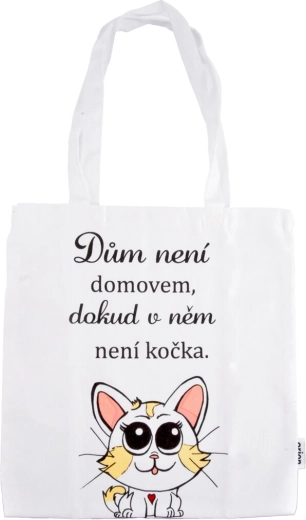 Cotton tote bag CAT HOME white