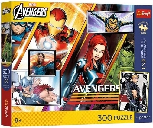 Trefl Marvel Avengers Puzzle – Team Power, 300 pieces + poster