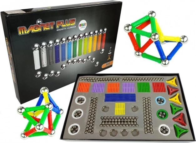 MAGNASTIX Magnetic Construction Set 560 pcs with Double-Sided Board