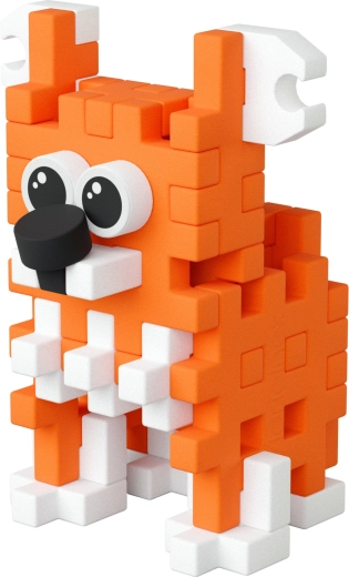 Cute corgi made of pixel-style bricks