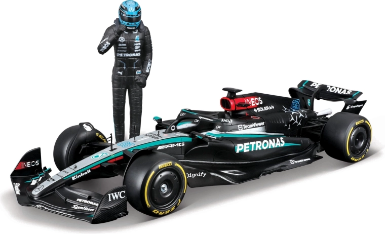 Bburago F1 model Mercedes-AMG Petronas W15 2024 George Russell 1:24 with figure