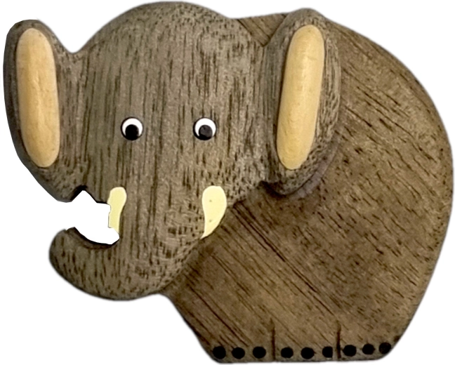 Wooden Elephant Magnet Side View 2Kids Toys