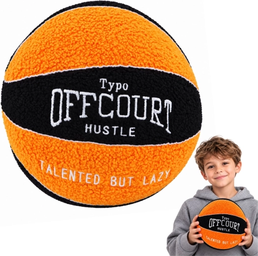 Plush Basketball Orange and Black 23 cm