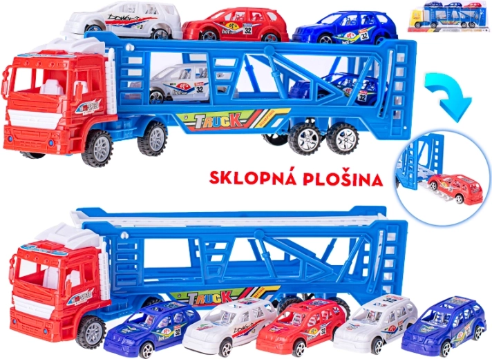 38 cm Inertia Car Transporter with 5 Toy Cars
