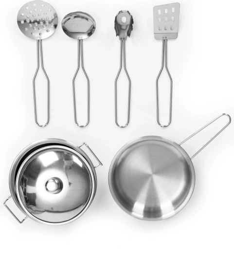 Seven metal kitchen accessories