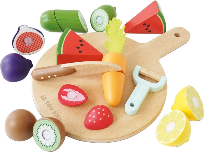 Le Toy Van wooden fruit and vegetables cutting set for a children's play kitchen