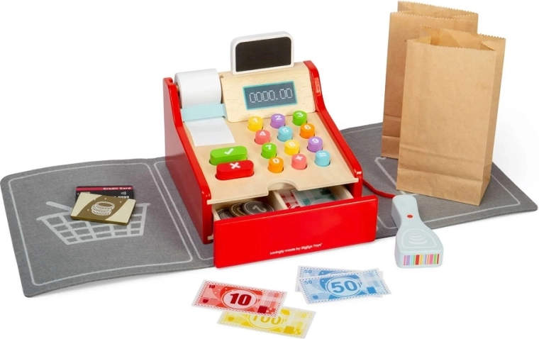 Дървена детска каса BIGJIGS TOYS с аксесоари