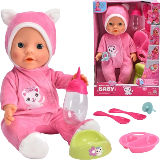 Simba New Born Baby Doll, Sweet Baby in Pajamas with Accessories, 30 cm