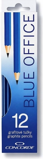 CONCORDE Blue Office Graphite Pencils with Eraser HB, 12 pcs