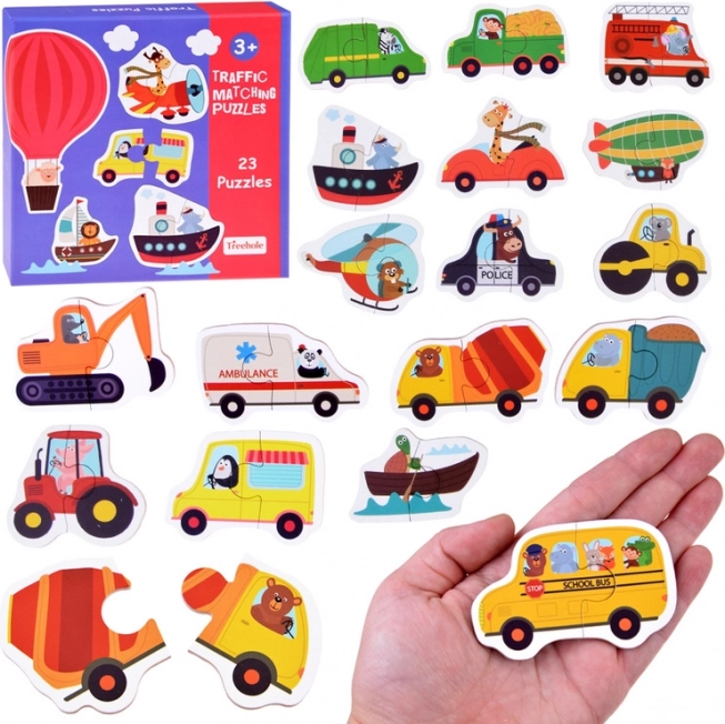 Children's Two-Piece Puzzle Transport – 23 Educational Vehicle Puzzles