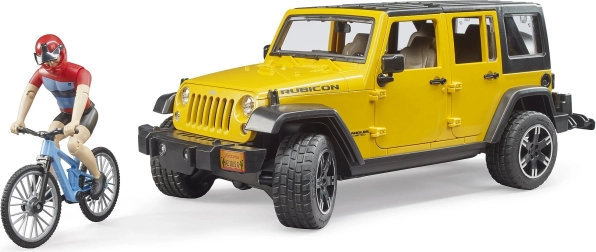 Bruder Jeep Wrangler Rubicon с колоездач и велосипед