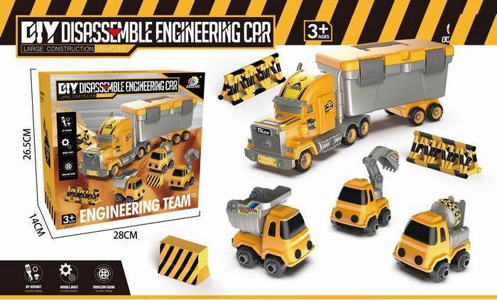 Container Truck with Construction Vehicles