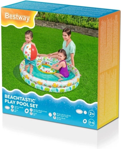 Bestway 3-in-1 inflatable children's pool with ball and ring, 122 cm