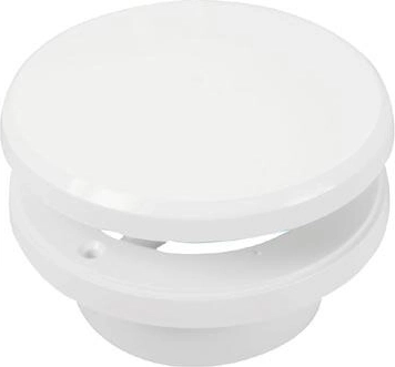 Disc ventilation valve with regulation, diameter 100 mm, white plastic