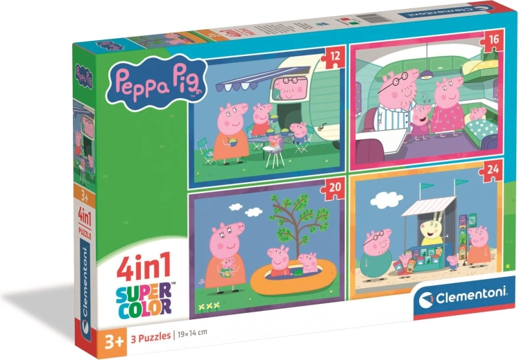 CLEMENTONI Puzzle Peppa Pig 4in1 – Travel (12, 16, 20, 24 pieces)