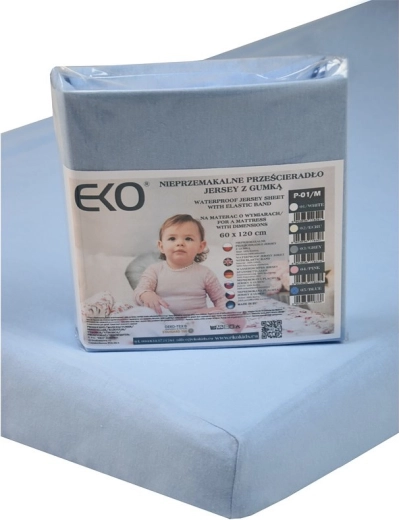 EKO waterproof fitted sheet with elastic, jersey blue 120 × 60 cm