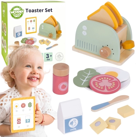 Wooden Breakfast Set with Toaster and Accessories Woopie Green