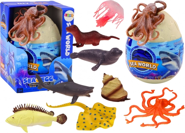 Egg with Sea Animals Figures Plants Octopus 26 pcs