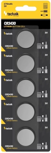 Technik Platinum lithium button cell battery CR2430 3V, pack of 5