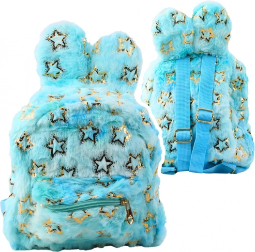 Children's Plush Backpack with Golden Stars Blue