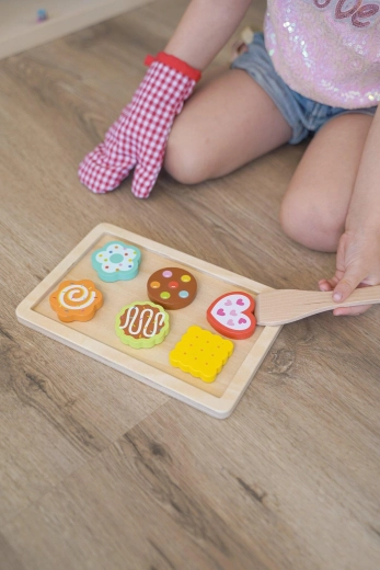 Wooden set of biscuits and cookies for a children's play kitchen