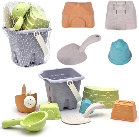 Woopie Green eco sand set in bucket, tower, 8 pcs