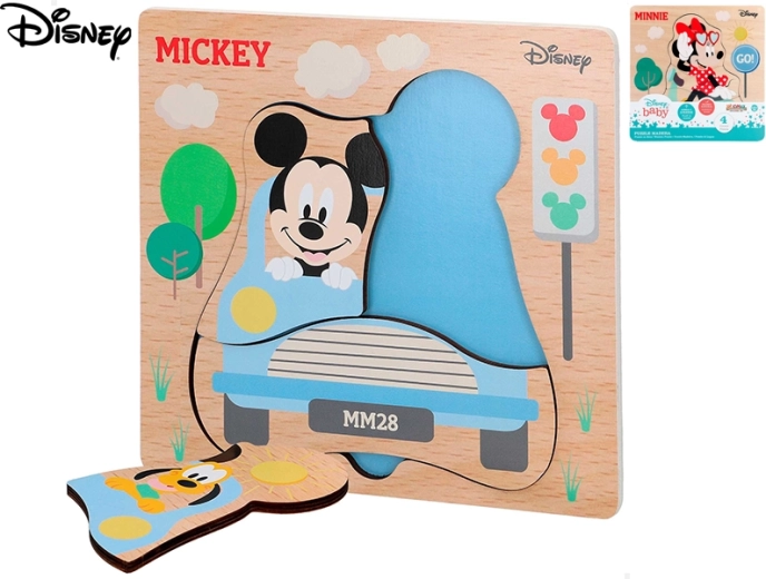 Дървен пъзел DISNEY Мики и Мини за най-малките (4 части)